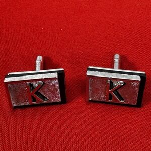 Swank Vintage Silvertone "K" Mens Cuff Links‎